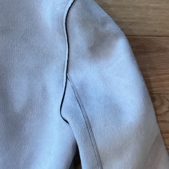 Zara Basic NWOT Blush Pink Biker Jacket zippers belt medium faux suede boho - Picture 9 of 11